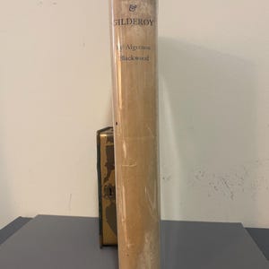 May include: A vintage book titled "Dudley & Gilderoy" by Algernon Blackwood, published by Benn. The book is wrapped in clear plastic. The cover is a light tan color with blue text.