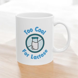 Mug intolérance au lactose, mug sans lactose, mug lactose drôle, cadeau pour intolérants au lactose, mug à lait végétal, cadeau pour lui