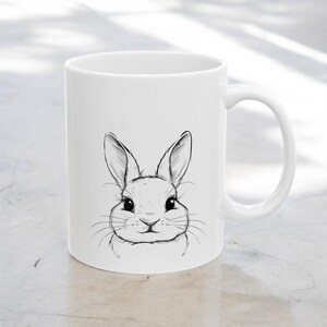 Bunny Mug, Cute Animal Mug, Gift for Animal Lover, Gift for Wild life lover, Ceramic Mug, Rabbit Mug, Fluffy Animal mug