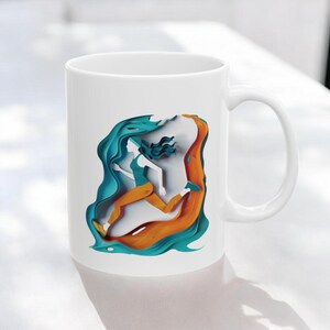Running Mug, Girl running mug, origami art Mug, Gift for Jogger, Ceramic Mug, Unique jogging Gift, Marathon enthusiast Gift, Marathon runner
