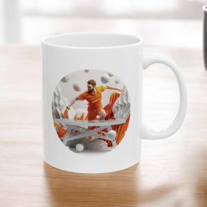 Table Tennis Mug, Ping Pong mug, origami art Mug, Gift for Table Tennis, Ceramic Mug, Unique Table tennis Gift, Table tennis enthusiast Gift