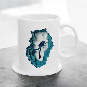 Scuba Diving Mug, Scuba Art Mug, Diver Gift, Diver Mug, Scuba Diver Gift, Ceramic Mug, Scuba Diving Gift, Unique Diver Gift