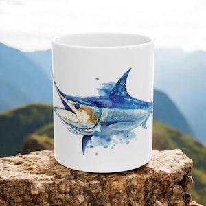 Blue Marlin Mug, Swordfish Mug, Gift for Fishing Hobby, Fishing mug, Fishing trophy mug, Gift for Fisherman, Ocean Lover gift, Marine Life