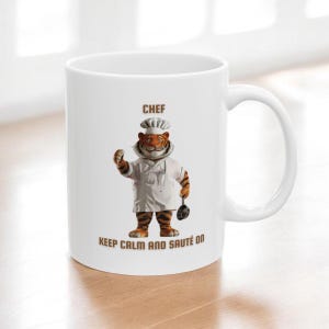 Chef Mug, &quot;keep calm and sauté on&quot; mug, chef gift, chef gift, cooking mug, cooking gift, chef coffee mug, chef unique gift