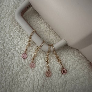 Pink And Gold Stanley Cup Initial Charm, Tumbler Charm, Tumbler Accessories,