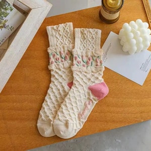 Women Socks Korean Style Flower Frilly Ruffle Cute Sweet Breathable Kawaii