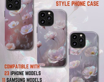 Pastel Poppies Phone Case Fits iPhone 15 14 13 and more Tough Phone Case Compatible with Samsung S10 S21 S22 S23 Plus Ultra & Google Pixel