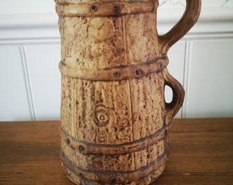 Collectable Vintage Moira Hillstonia Wood-Effect Farmhouse Stoneware Jug Pitcher