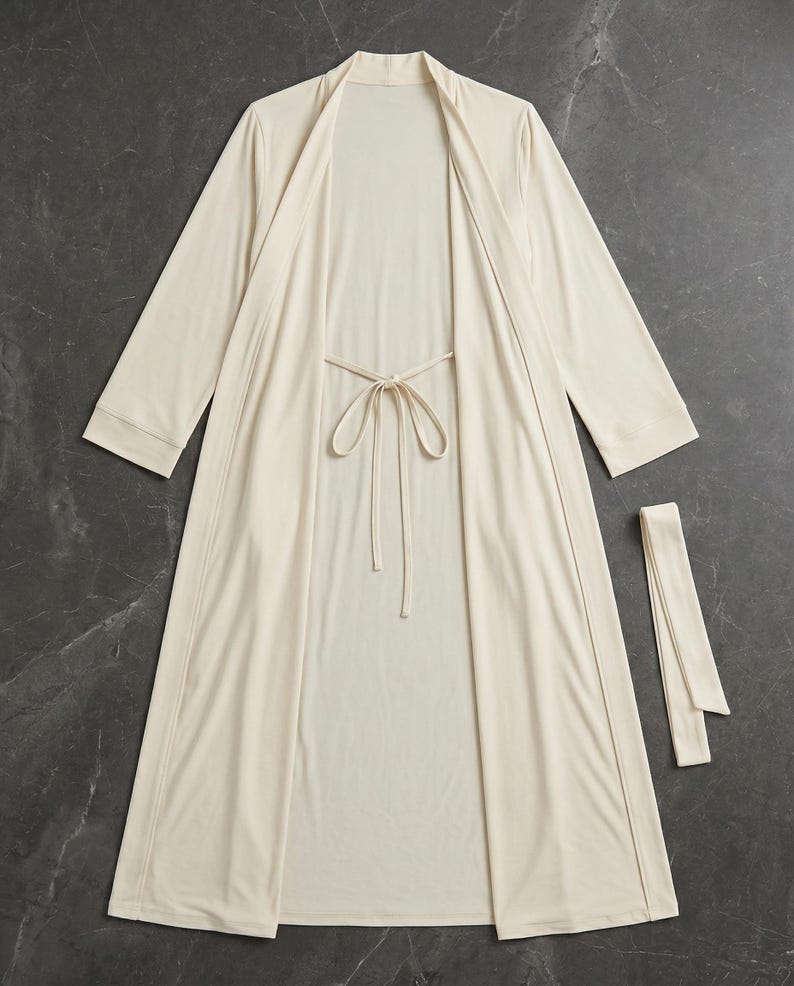 Cotton Blend Floor Drape Robe, Soft Lounge Loungewear,bridal Get Ready ...