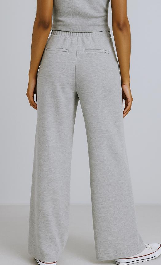 Goat Buttoned Vest Drawstring Wide Leg Pants 2pcs Set