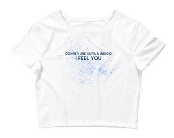 Indigo Aura I Feel You Printed Cotton Crop Top