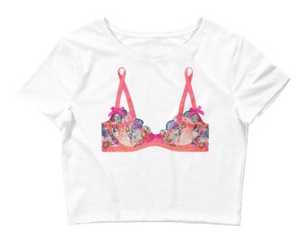 She's an Agent Provocateur Crop Tee - Colorful Bra Top - FREE SHIPPING