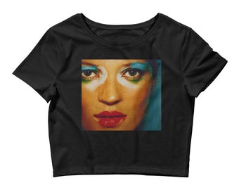 Tropical Storm Kate Moss Printed Minimalist Cotton Crop Top - Free Shipping