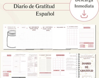 Diario de Gratitud Imprimible en Español, Diario de Registro Diario de Positividad y Gratitud / Planificador Imprimible