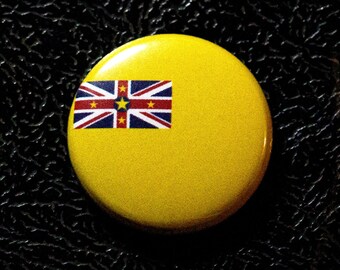 Niue flag pinback button - 1" (25.4mm) pin, badge, magnet, Made in USA