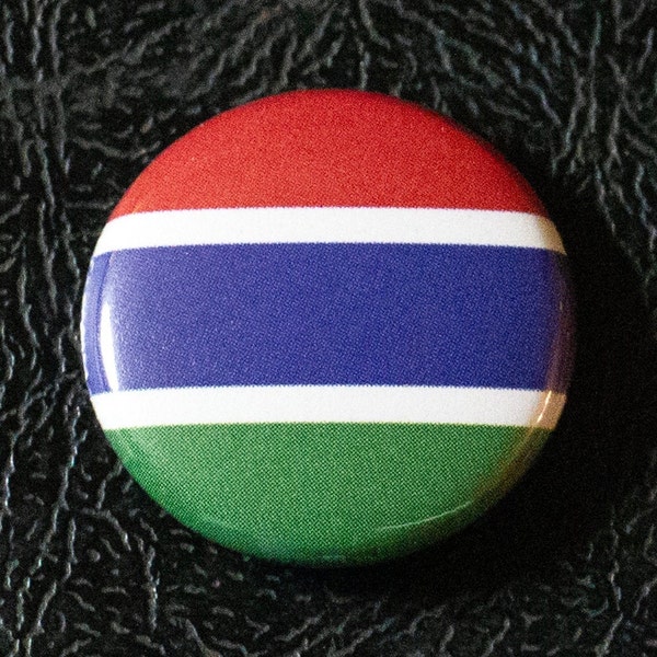 Gambia Flagge Button - 1"(25,4mm) Pin, Abzeichen, Magnet, Made in USA