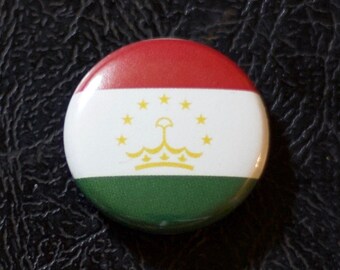 Tajikistan flag pinback button - 1" (25.4mm) pin, badge, magnet, Made in USA