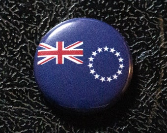 Cook Islands flag pinback button - 1" (25.4mm) pin, badge, magnet, Made in USA