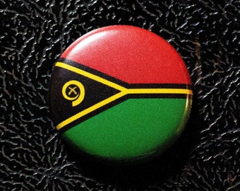 Vanuatu flag pinback button - 1" (25.4mm) pin, badge, magnet, Made in USA