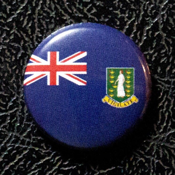 British Virgin Islands flag pinback button - 7/8" (22.2mm) pin, badge, magnet, Made in USA