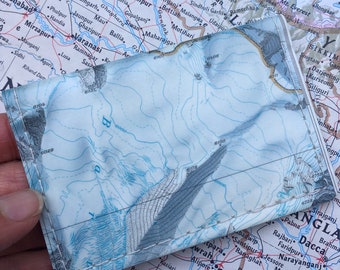 Credit Card Wallet Mount Everest Map Wallet | Business Card Wallet | Repurposed Map