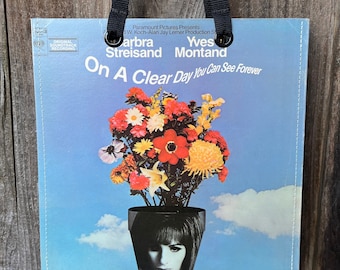 Schallplattenalbum-Einkaufstasche | Recycelte Schallplattenhandtasche | Barbra Streisand
