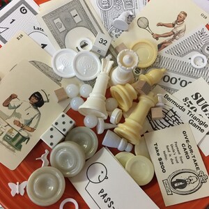 Vintage Game Pieces: Monochromatic Mixed Media Collage Supply