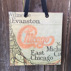 Bolsa de mano con forma de álbum de discos / Bolso de mano con discos reciclados / Chicago