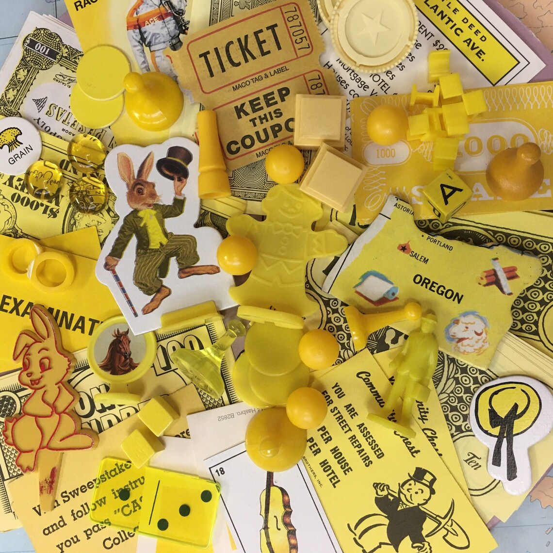 Vintage Game Pieces 40 Collage Altered Art repurpose Etsy