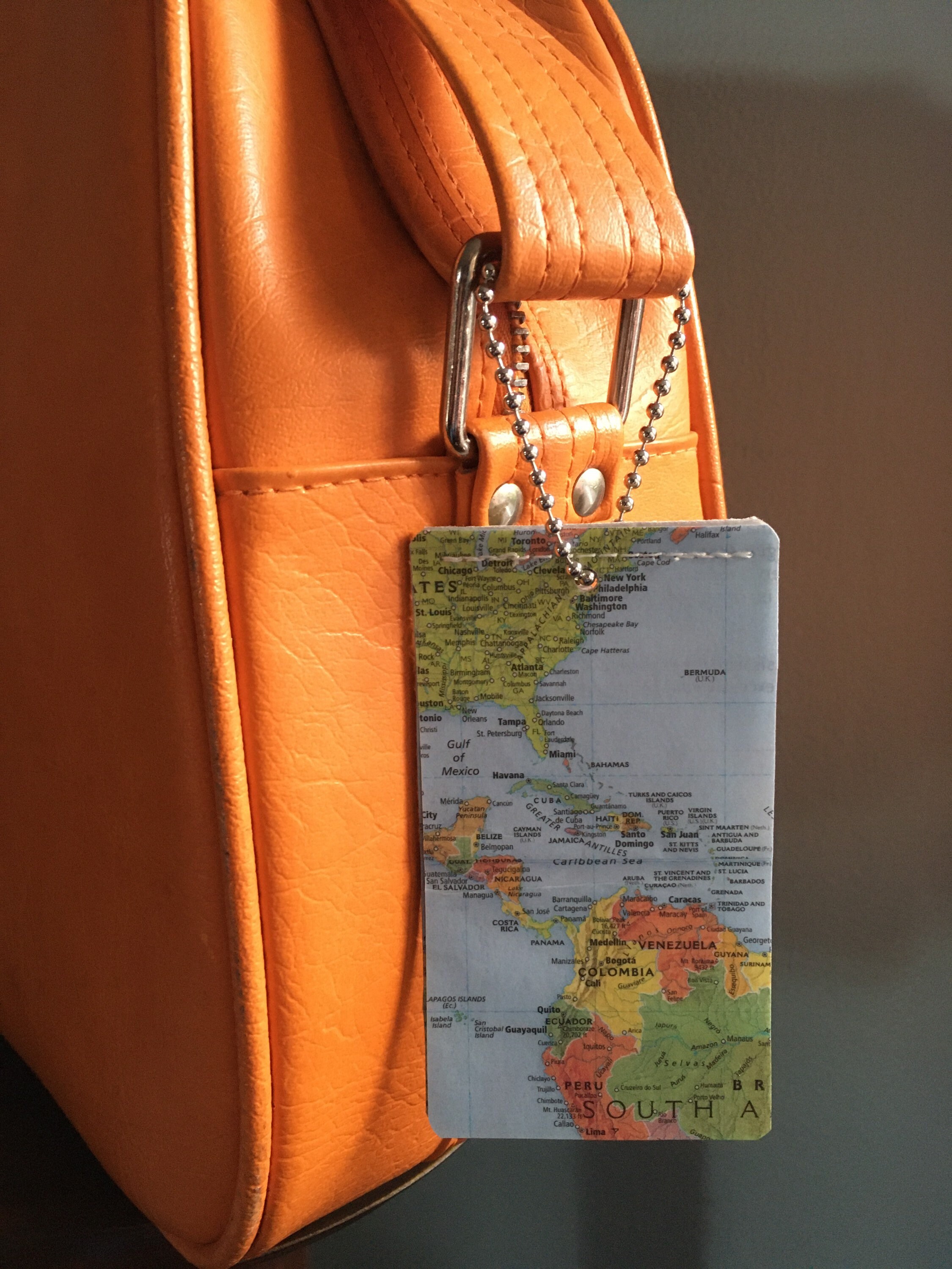 Map Luggage Tag Repurposed | Etsy Canada