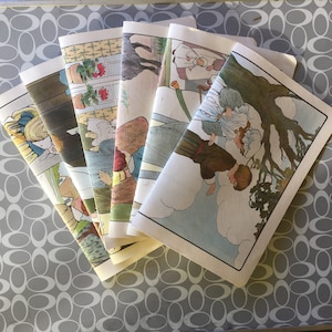 Diario basura Mother Goose hecho a mano con firma: papel de álbum de recortes vintage