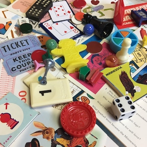 Vintage Game Pieces 60+, Collage, Altered Art, repurpose, reuse, Assemblage, Mixed Media, homeschool