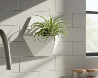 Geometric Wall Succulent Planter | 3D Printed Prism Hanging Vase | Modern Hexagon Plant Holder