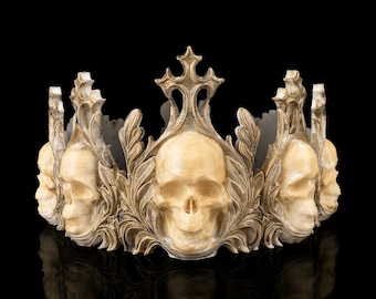 Corona de los Condenados / Corona gótica con calavera impresa en 3D, tiara de decoración y disfraz de fantasía oscura