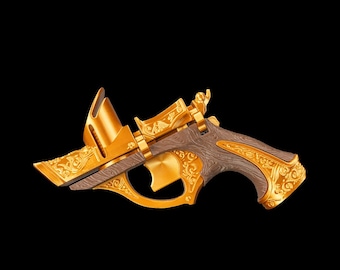 Custom 3D Printed Old Iron Disc Launcher | Western Steampunk Toy Blaster | Ornate Toy Gun