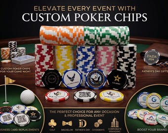 Custom Poker Chips - Personalized Clay Composite 11.5g Gaming Tokens/Golf Marker