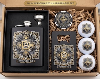 Personalized Gift Box | Custom Flask, Bottle Opener, Golf Balls, and Poker Chip