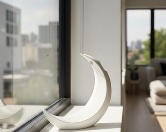 Crescent Moon Pot Vase|Modern Minimalist 3D Printed Celestial Decor