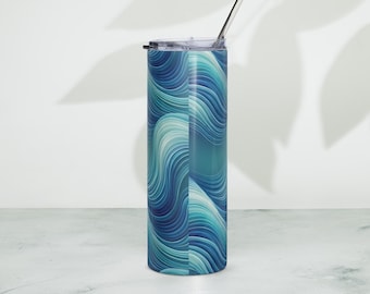Blue Wave Tumbler | Abstract Sea Art  20oz Insulated Mug | Calm Beach Design