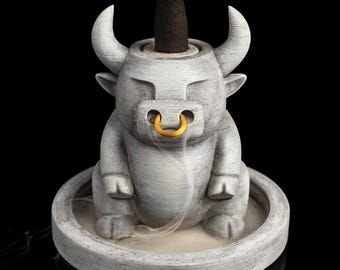 Bull-Dozer Backflow Incense Burner | 3D Printed Waterfall | Taurus Zodiac Gift, Modern Decor