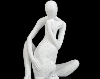 Modern Minimalist Dog Lover Sculpture | Abstract Human and Pet Figurine | Memorial Art Gift
