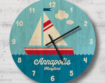 Personalized Sailboat Wood Wall Clock
