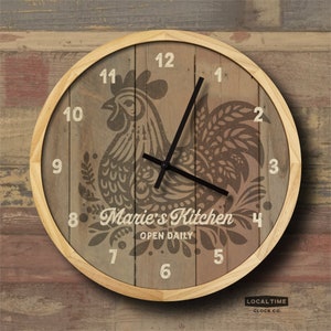 Personalized Chicken Wood Wall Clock - 12&quot; Diameter