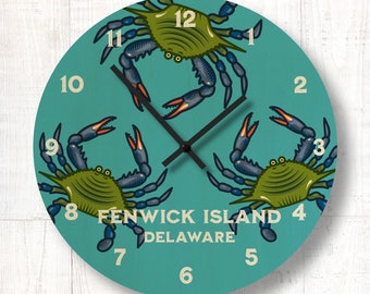 Personalized Crab Wood Wall Clock