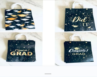 Class of 2024 Gift Bags | Graduation Gift bags | Grads Gift Bags | Class of 2024 | Proud of You Gift Bag | 8 inch Gift bags | Black Gift Bag