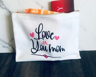 Mother's Day Makeup Bag | Toiletries Bag | 8x6 inches Bag| Pencil Case | Makeup Case| linen bag pouch