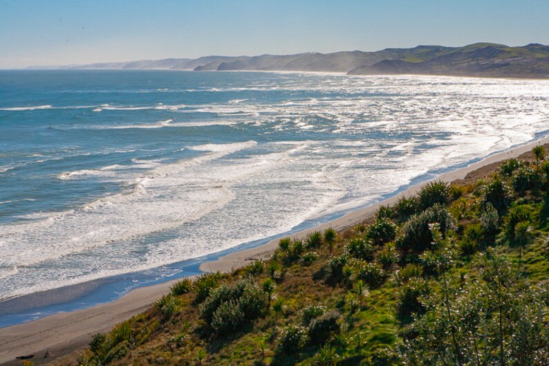Surf Art Beach Raglan New Zealand Ocean Blue Wall Wood