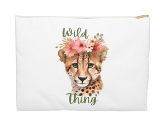Bolsa de guepardo de cosa salvaje, bolsa de cremallera con estampado animal, bolsa de maquillaje pequeña, bolsa de viaje, regalo para ella