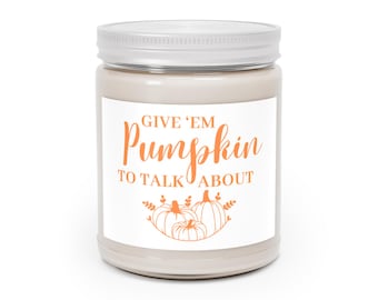 Vela "Dales calabaza para que hablen de ella", fragancia de calabaza y especias, vela en frasco de 9 oz, vela de otoño, decoración otoñal para el hogar