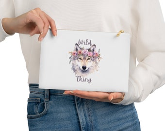 Bolsa cosmética Wild Thing Wolf, organizador de maquillaje, bolsa de viaje, regalo amante de los animales, bolsa con cremallera, regalo para ella